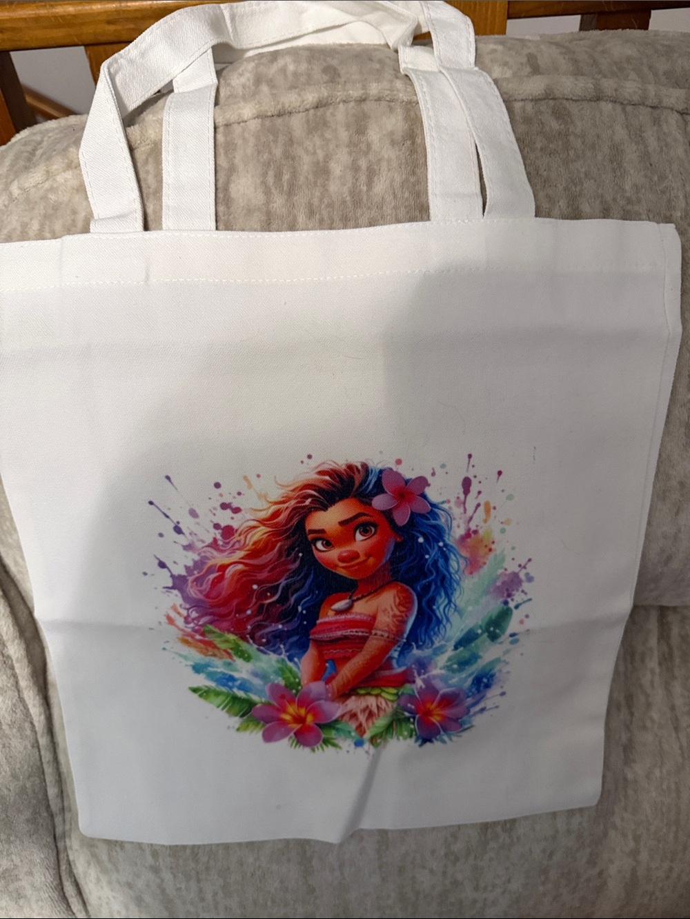 Moana White Canvas Tote Bag